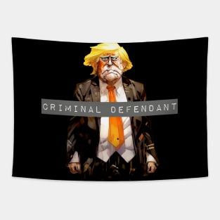 Trump: Criminal Defendant No. 2 (No Fill - Dark Background) Tapestry