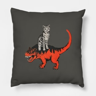 Cat on dinosaur Pillow