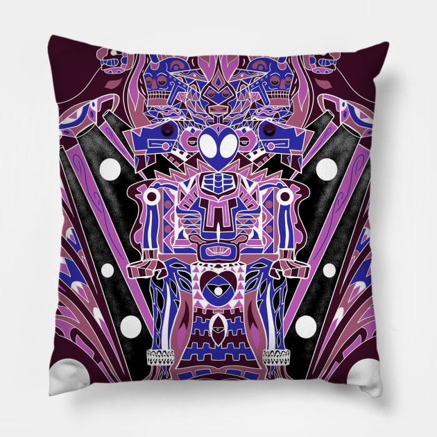 mictlan pandemic alien astronaut in hell galaxy ecopop Pillow by jorge_lebeau