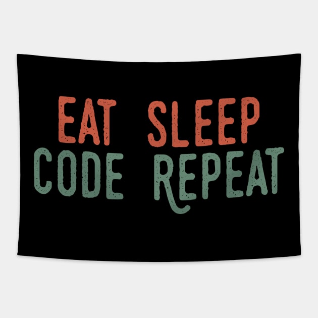 Eat Sleep Code Repeat Tapestry by Tesszero