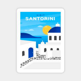 Santorini, Greece - retro travel poster Magnet