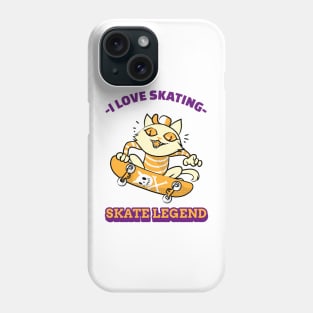 The cat loves skating Phone Case