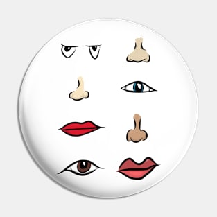 Eyes, Lips & Nose Set Pin