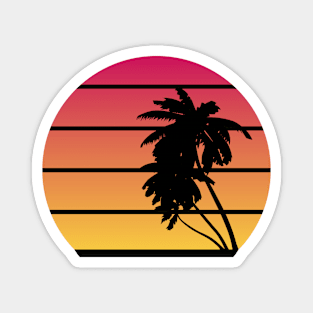 Retro Sunset and Palm Trees Magnet