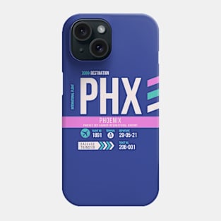 Phoenix (PHX) Airport Code Baggage Tag Phone Case