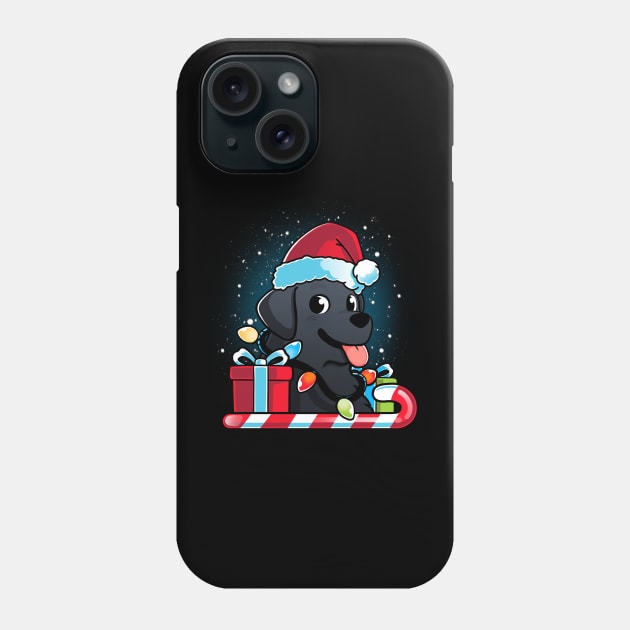 Black Labrador Dog Christmas Phone Case by Digital Magician