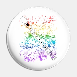 Recorder Rainbow Colours School Music Teacher Woodwind Musician Pin