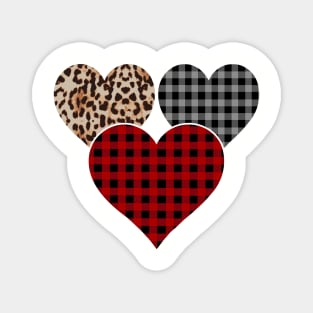 Women's Striped Plaid Printed Heart Valentine's Day Magnet