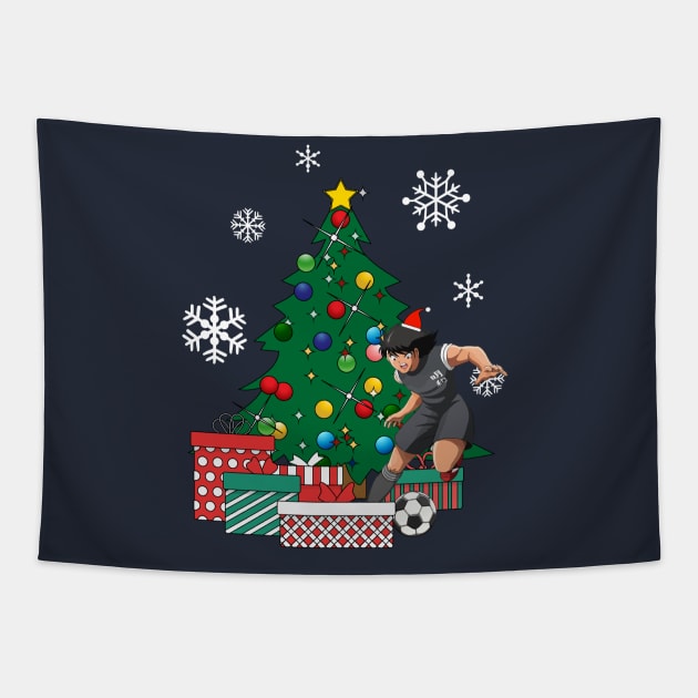 Kojiro Hyuga Around The Christmas Tree Captain Tsubasa Tapestry by Nova5