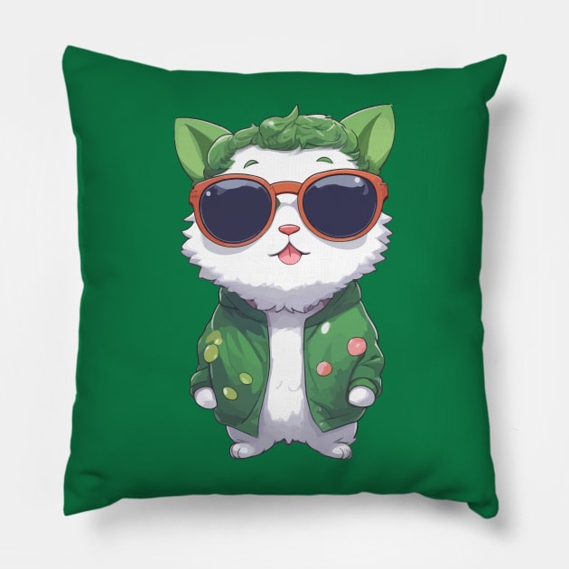 Kawaii Vegan Cat Pillow by Rishirt