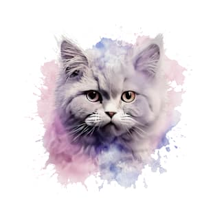 Cute Selkirk Rex Cat Head Design with Bright Colorful T-Shirt