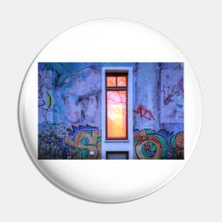 Window; colorful, house wall, painted, evening, dusk Pin