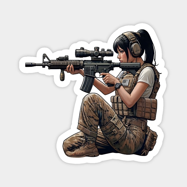 Tactical Girl Magnet by Rawlifegraphic