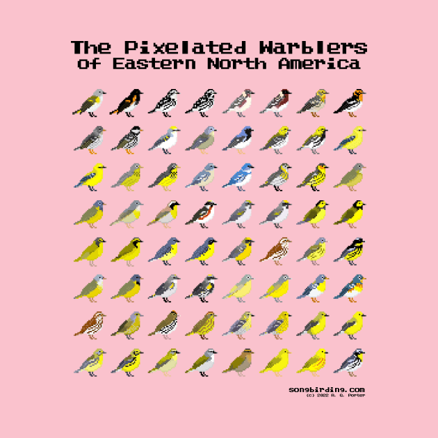 The Pixelated Warblers of Eastern North America (Black Text) by songbirdingpod