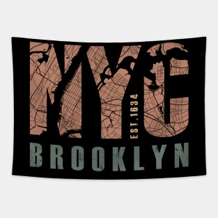 New york city (NYC) brooklyn city map typography-EST 1634 Tapestry