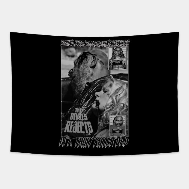 The Devils Rejects, Cult Horror, Father/Daughter. (Black & White) Tapestry by The Dark Vestiary