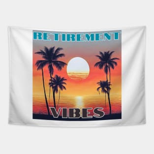 Retirement Vibes Palm Tree Vintage Sunset Tapestry