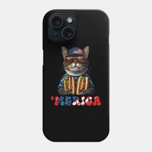 American Shorthair Merica Hotdog Patriotic 4th of July Phone Case