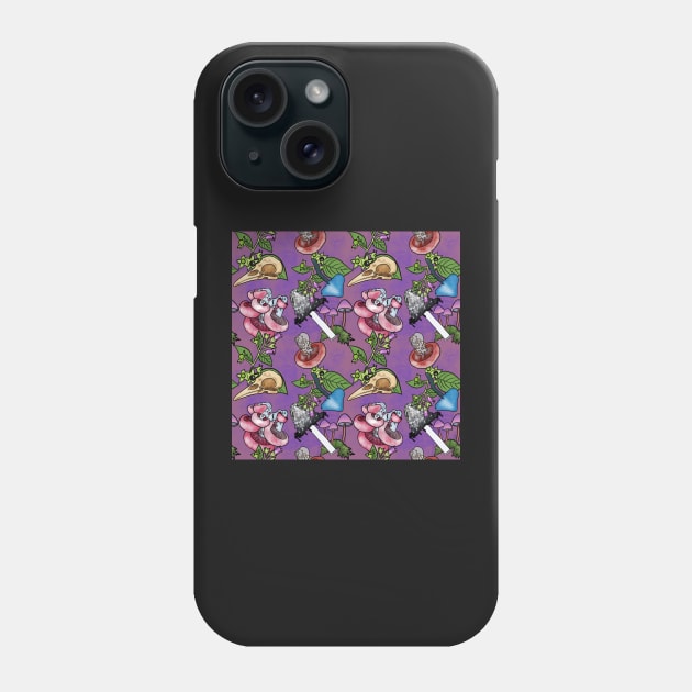 Botanist's Deadly Plants and Mushrooms Purple Phone Case by JamieWetzel