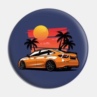 Orange Civic SI Sunset Palms Pin