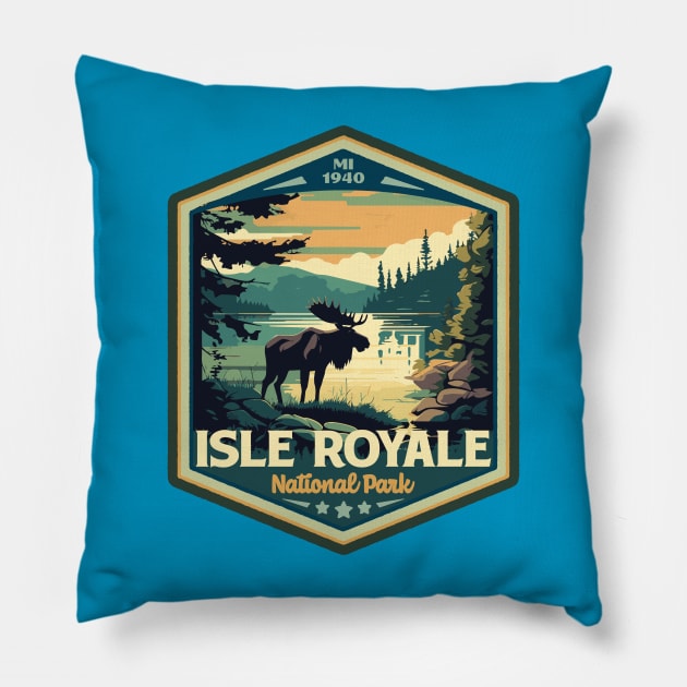 Isle Royale  National Park Vintage WPA Style National Parks Art Pillow by GIANTSTEPDESIGN