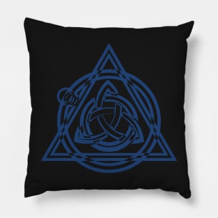 Blue Celtic Triquetra Circle Triangle Black And White Pillow