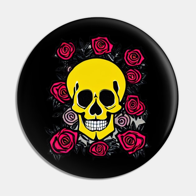 Skull And Roses Pin by divawaddle