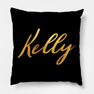 Kelly Name Hand Lettering in Faux Gold Letters Pillow