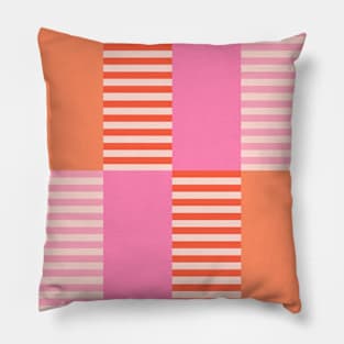 Pink and Orange Geometric Stripes Colour Block Pillow