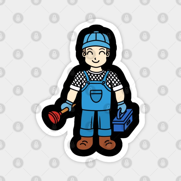 Cute plumber boy Magnet by Andrew Hau