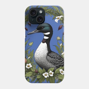 Common Loon Surrounded By Lady's Slipper Flowers 2 Phone Case