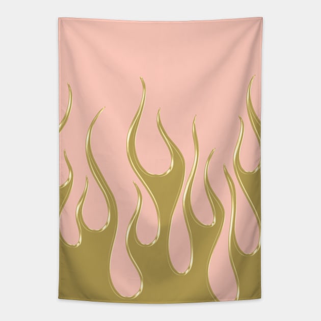 Gold And Pink Flames Tapestry by Trippycollage