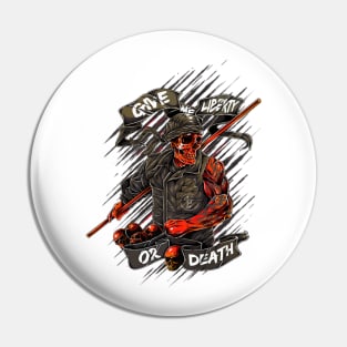 Give Me Liberty Or Death Patriot Skull Warrior Soldier Pin