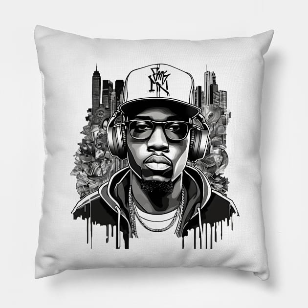 hip hop artwork Pillow by OWLS store