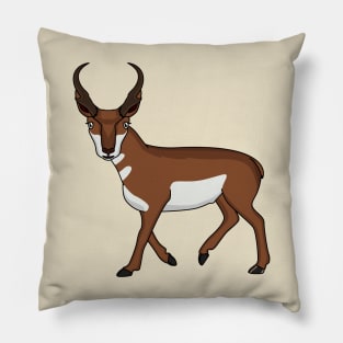 Pronghorn antelope cartoon illustration Pillow