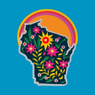 Wisconsin State Brush Painted Wildflower Design T-Shirt