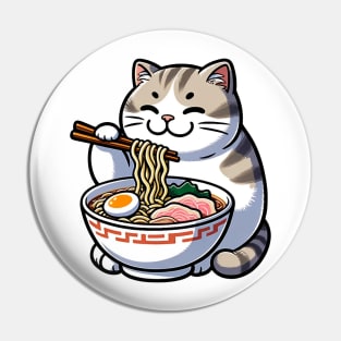 Ramen and Cat Pin