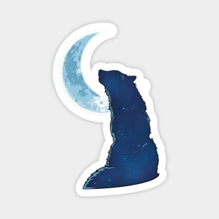 Crescent Moon Wolf Magnet