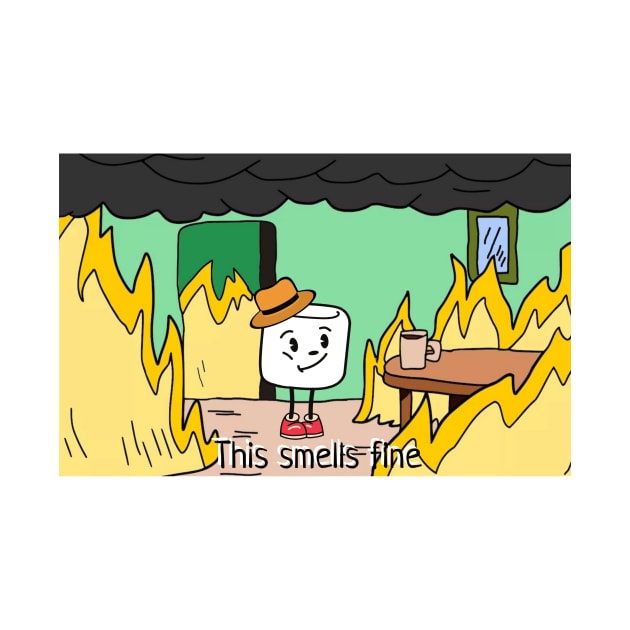 Funny Cartoon Meme Marshmallow in Fire by Discoverit