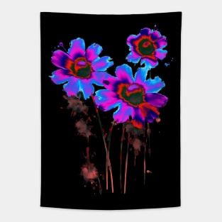 Colorful Psychodelic Flowers Tapestry