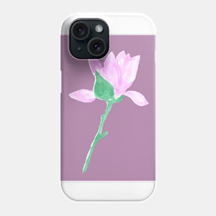 flower, floral, magnolia, plant, ecology, environment, nature, natural, watercolor, art, painted, hand-drawn Phone Case