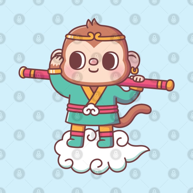 Cute Monkey Sun Wukong On Flying Cloud by rustydoodle