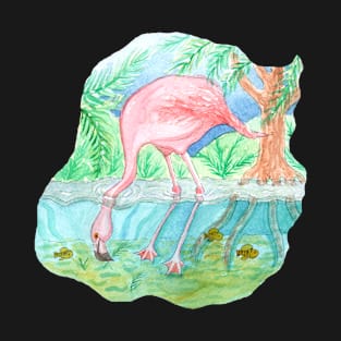 Flamingo Underwater Watercolor T-Shirt