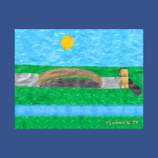 Bridge Landscape by Tommy - Homeschool Art Class 2021/22 Art Supplies Fundraiser T-Shirt