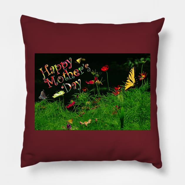 Mothers Day with Flowers and Butterflies Pillow by michaelasamples
