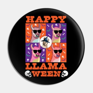 Happy Llamaween Funny Halloween Llama Pin