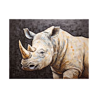 Rhinoceros Animal Art Decor Paint Mosaic T-Shirt