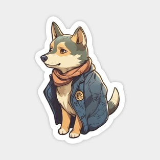 A cute dog wearing street fashion Magnet