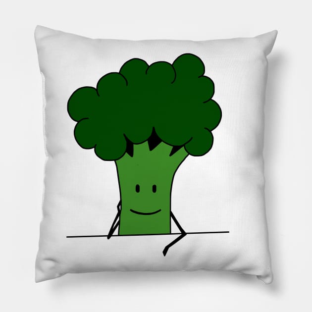 Happy Smiling Broccoli Pillow by latebirdmerch