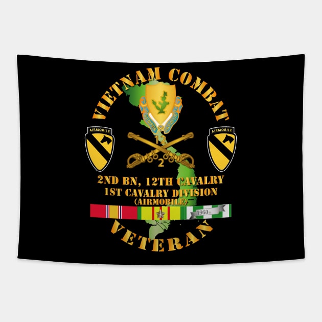 Vietnam Combat Cavalry Veteran w 2nd Bn 12th Cav DUI - 1st Cav Div Tapestry by twix123844